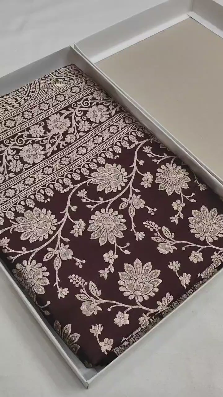Pure Katan Silk Banarasi Saree with Jaal Work