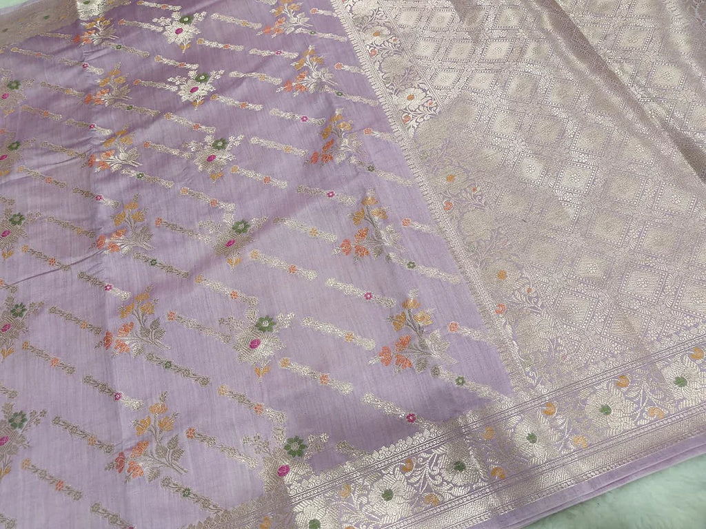 Pure Chiniya Silk Banarasi Saree | Classic Zari Weave Luxury Saree from Varanasi - close up zari border of Pure Chiniya Katan Silk Banarasi Saree