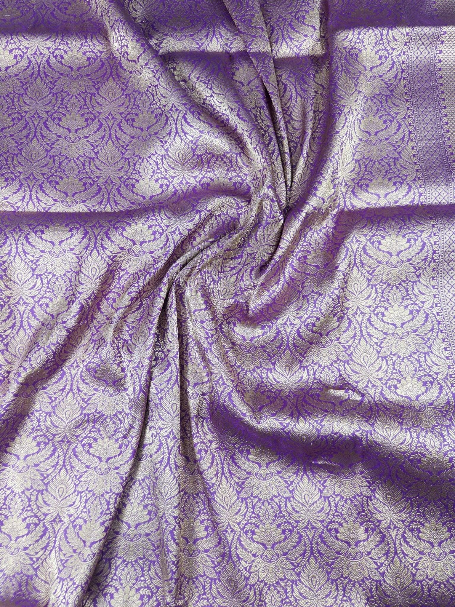Lavender Pure Katan Silk Brocade Banarasi Saree Uppada Weave Handwoven Festive - Katan Banaras