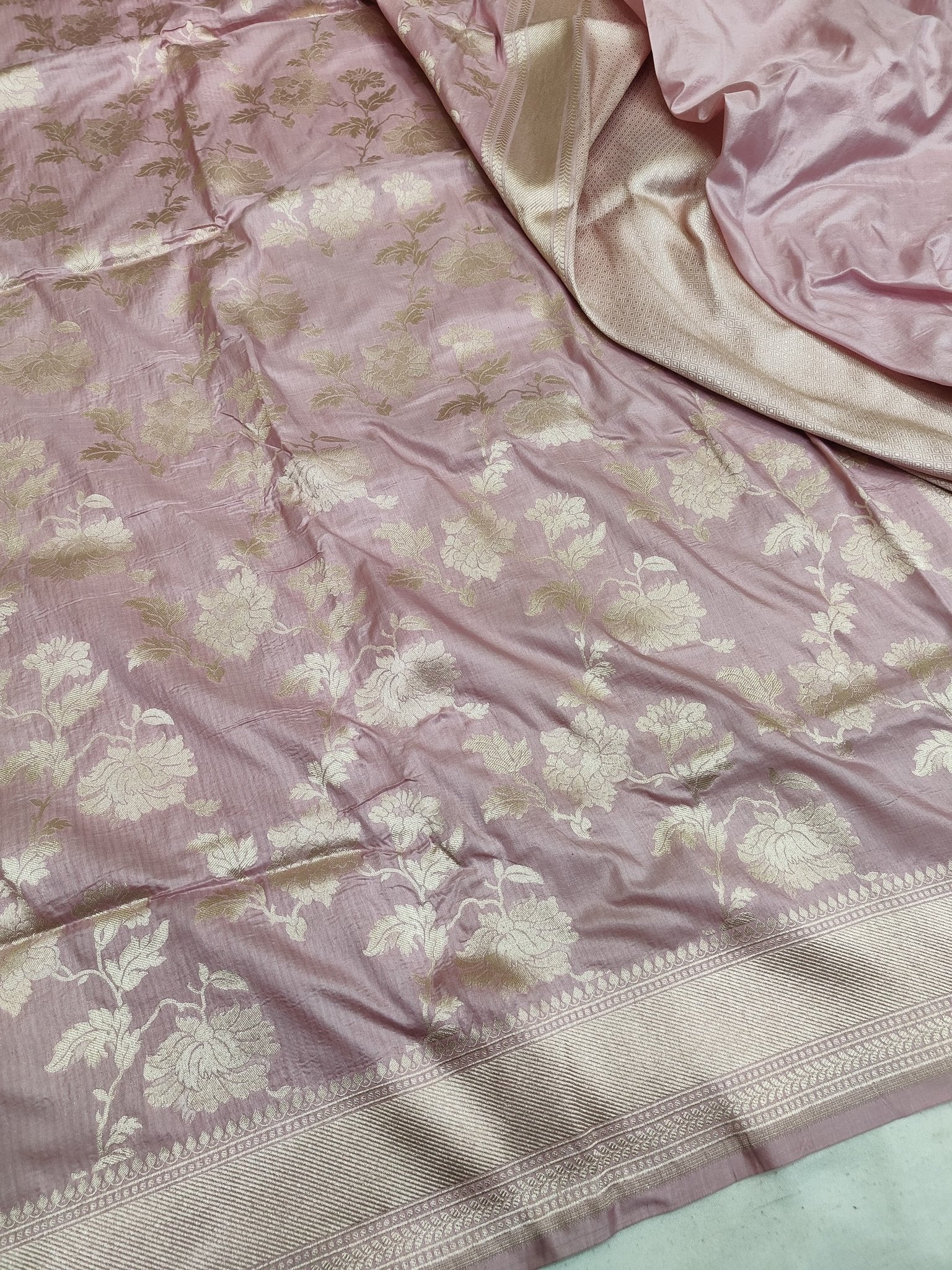 Pure Katan Silk Banarasi Saree with Jaal Work - Katan Banaras