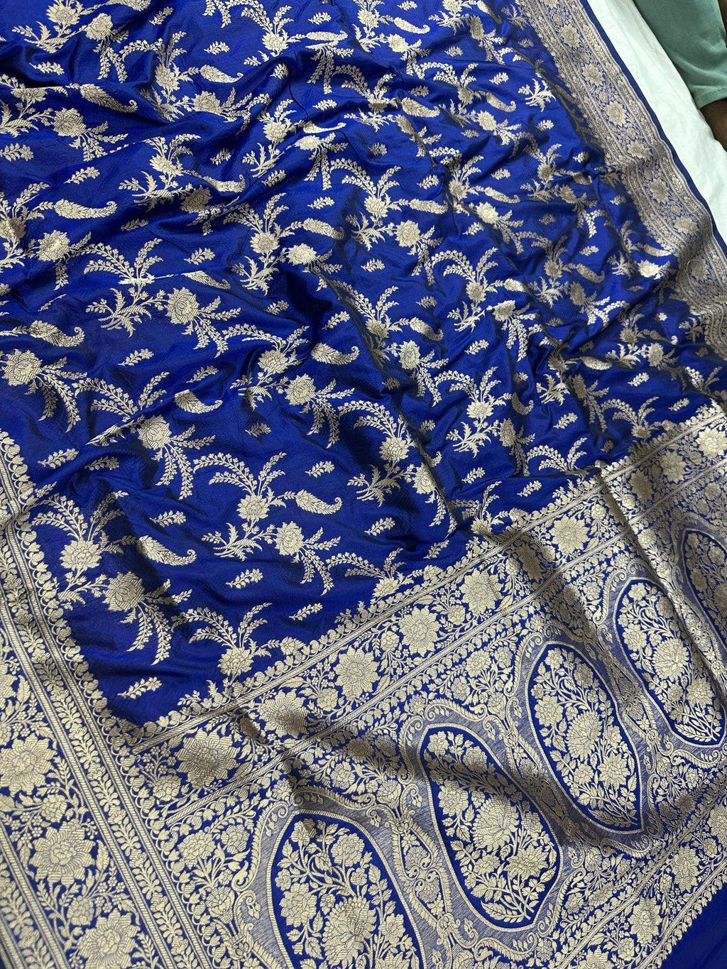 Pure Katan Silk Banarasi Saree with Jaal Work - Katan Banaras