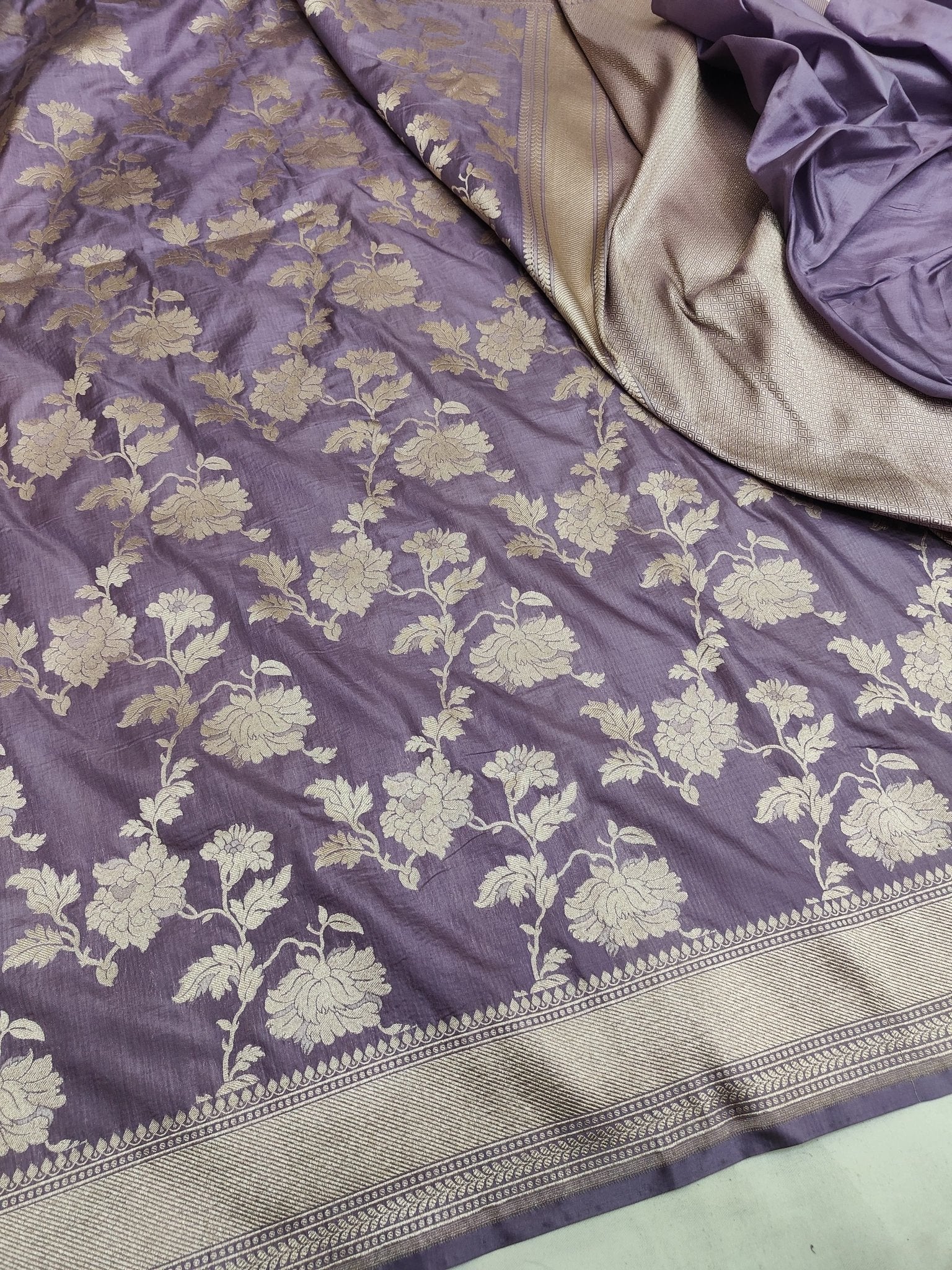 Pure Katan Silk Banarasi Saree with Jaal Work - Katan Banaras