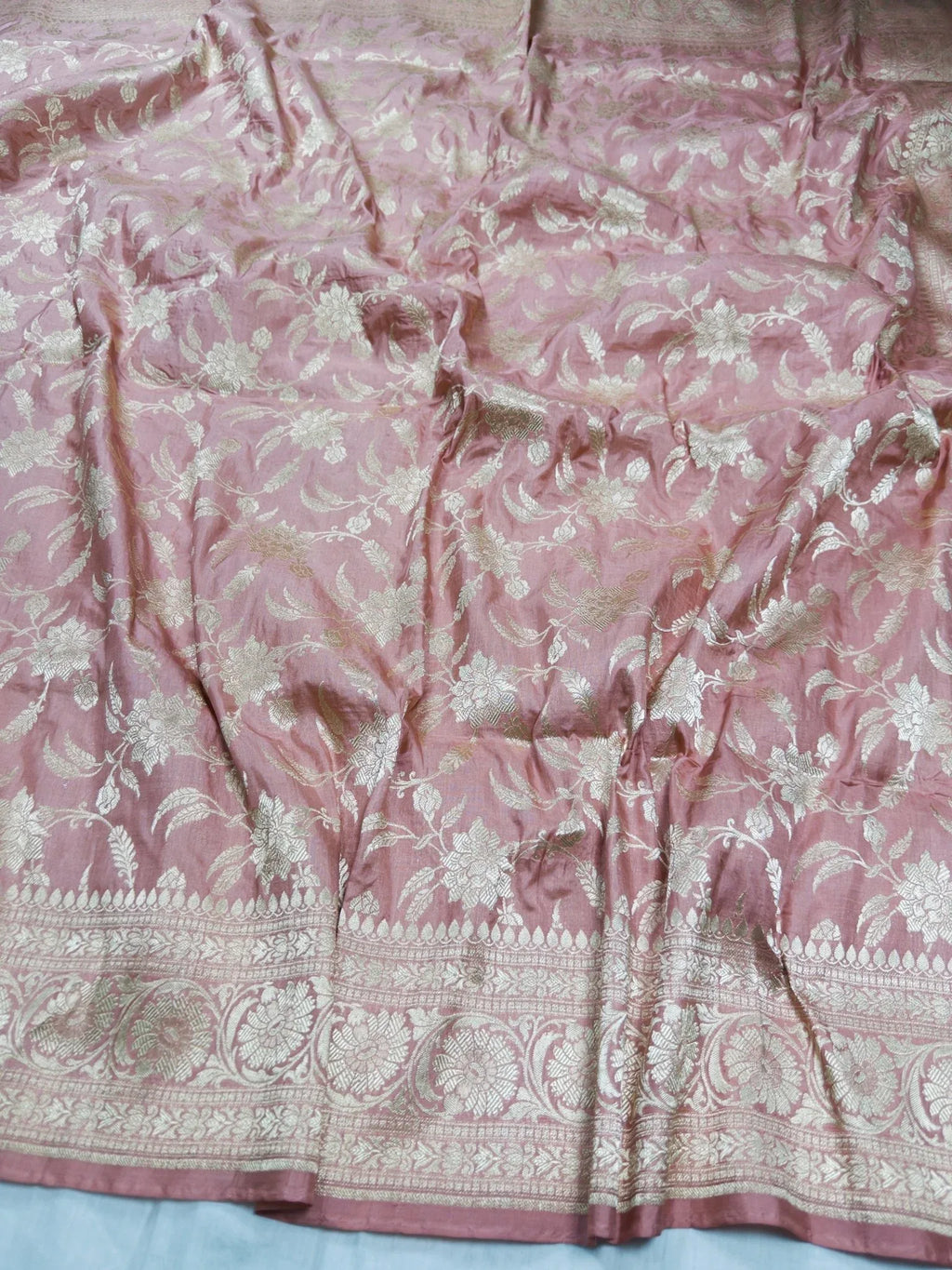Pure Katan Silk Banarasi Saree with Jaal Work - Katan Banaras
