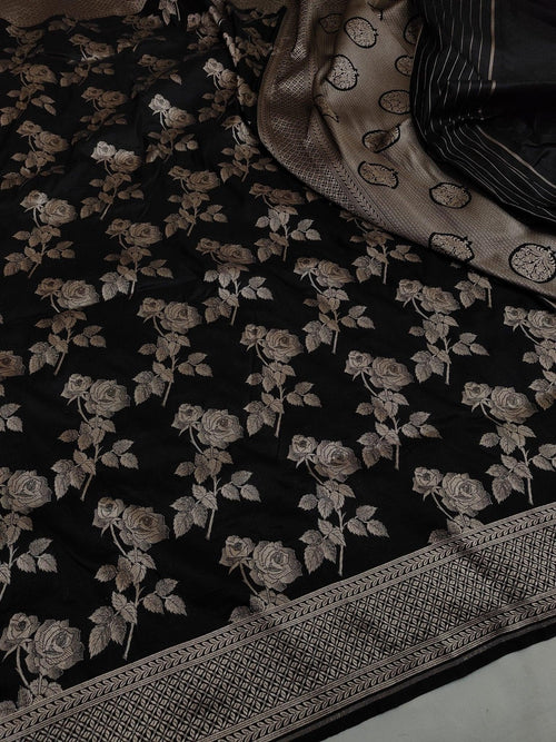 Pure Katan Silk Banarasi Saree with Jaal Work - Katan Banaras