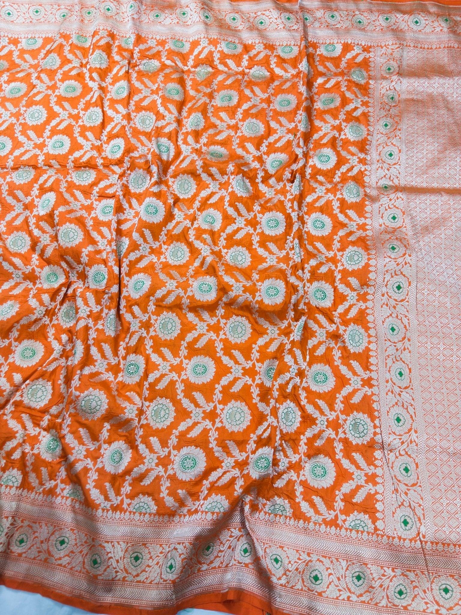 Pure Katan Silk Minakari Jaalwork Banarasi Saree Uppada Handwoven Festive Bridal - Katan Banaras