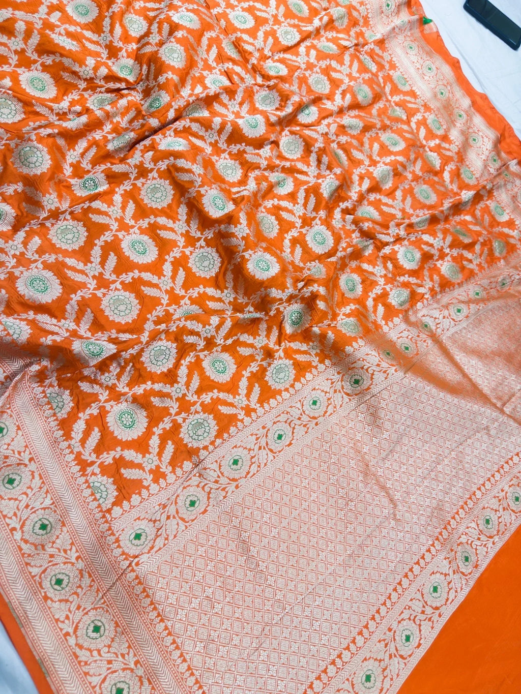 Pure Katan Silk Banarasi Saree with Jaal Work Minakari - Katan Banaras