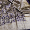Pure Katan Silk Brocade Banarasi Saree – Deep Purple Gold Zari | Handwoven Festive Wear