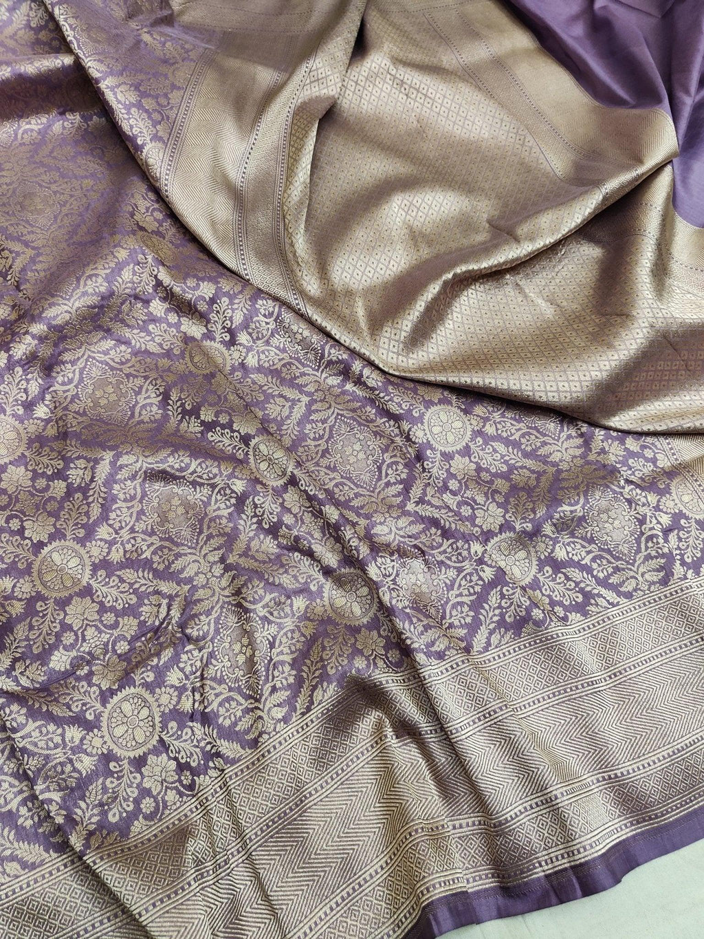 Deep Red Pure Katan Silk Brocade Banarasi Saree Gold Zari Bridal Handwoven - Katan Banaras