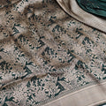 Pure Katan Silk Brocade Banarasi Saree – Bottle Green Gold Zari | Handwoven Festive Grandeur
