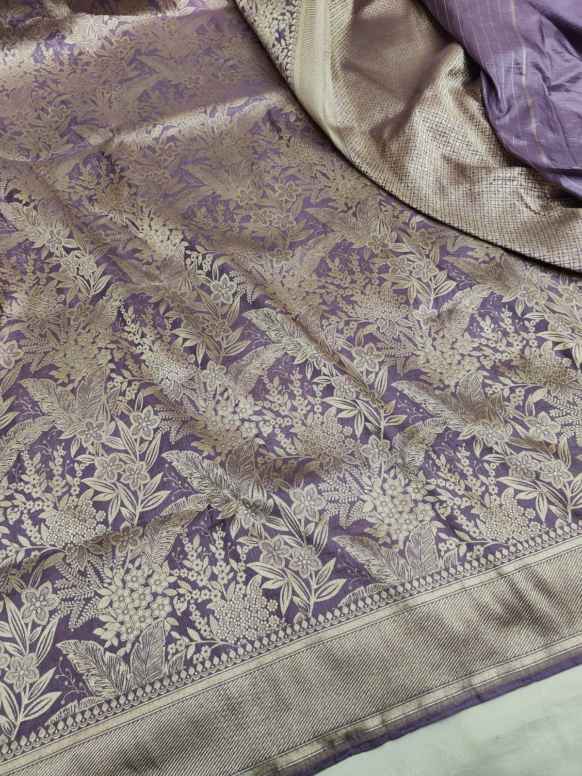 Pure Katan Silk Brocade Banarasi Saree Handwoven Wedding Festive Wear - Katan Banaras