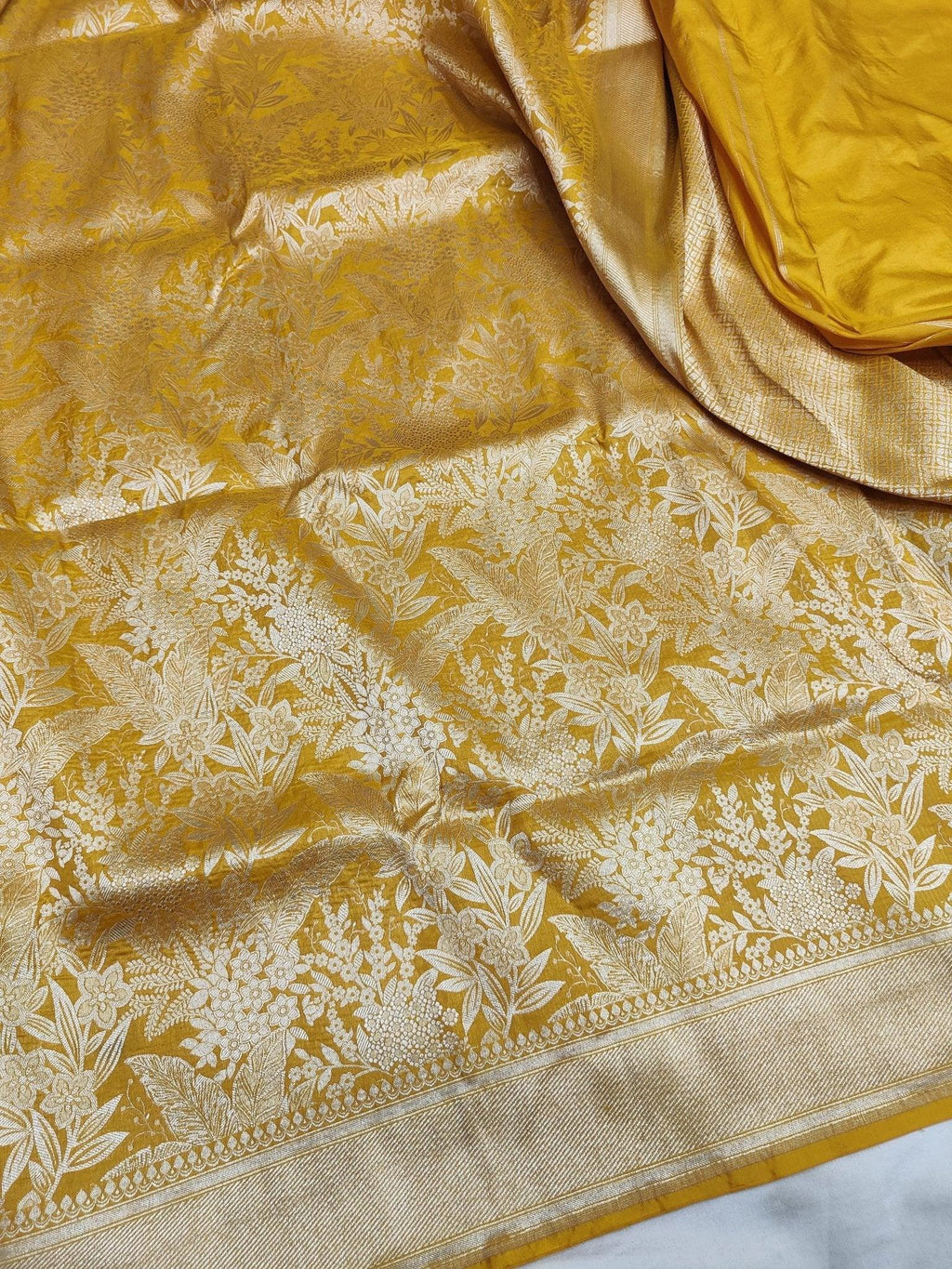 Pure Katan Silk Brocade Saree – Handwoven Banarasi Saree for Weddings & Festive Wear - Katan Banaras