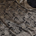 Pure Katan Silk Brocade Banarasi Saree – Black Gold Zari | Handwoven Wedding & Festive Wear