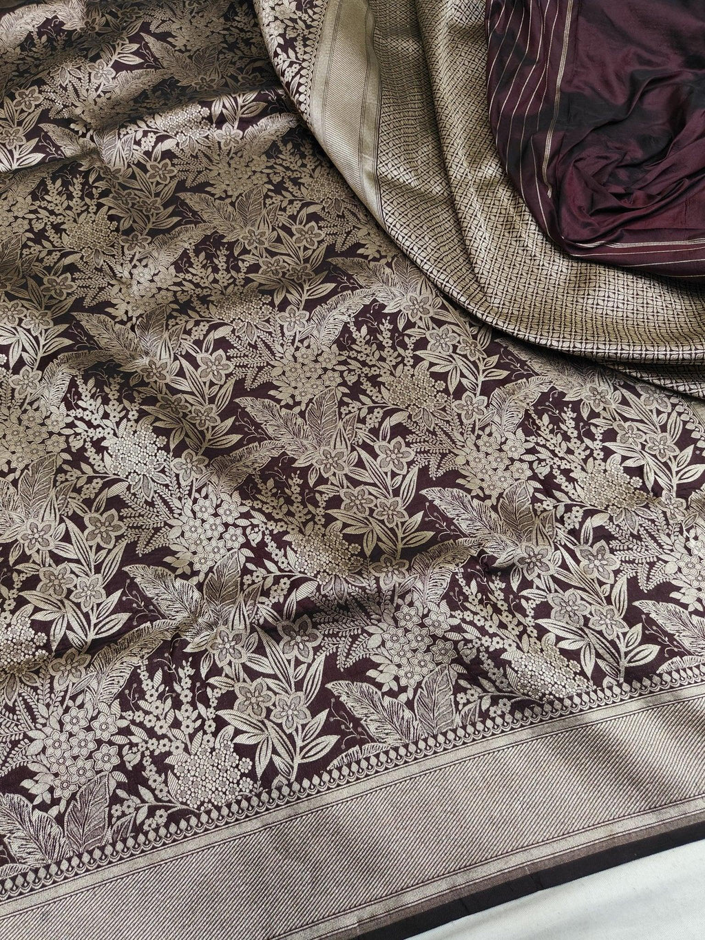Pure Katan Silk Brocade Saree – Handwoven Banarasi Saree for Weddings & Festive Wear - Katan Banaras