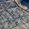 Pure Katan Silk Brocade Banarasi Saree – Royal Blue Gold Zari | Handwoven Wedding & Festive Wear