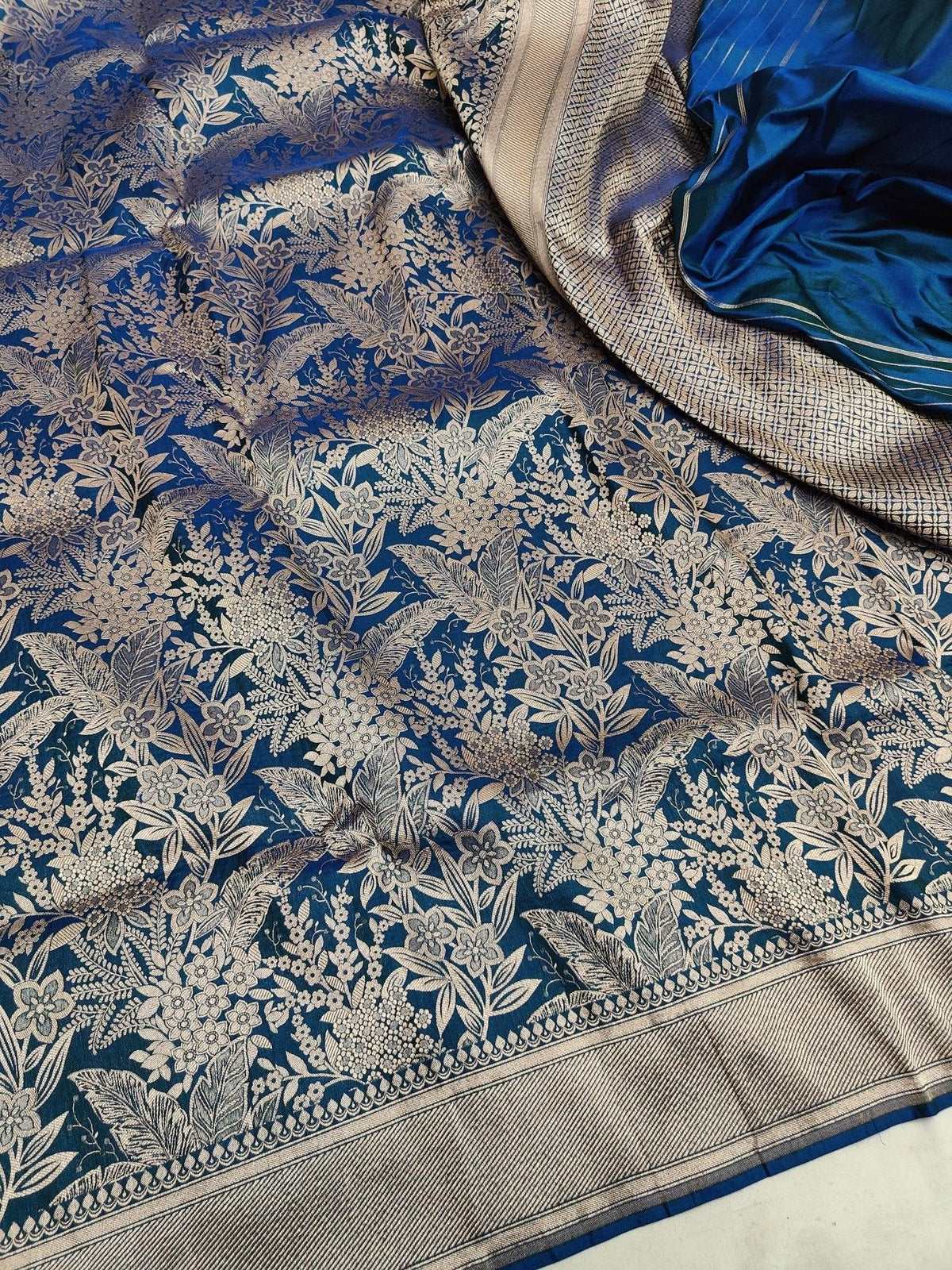 Pure Katan Silk Brocade Banarasi Saree Handwoven Wedding Festive Wear - Katan Banaras