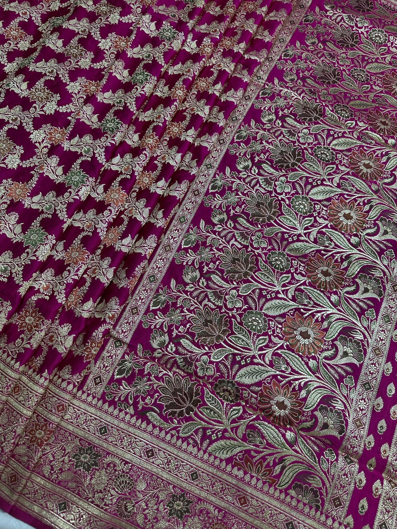 Pure Katan Silk Handloom Banarasi Bridal Saree - Katan Banaras