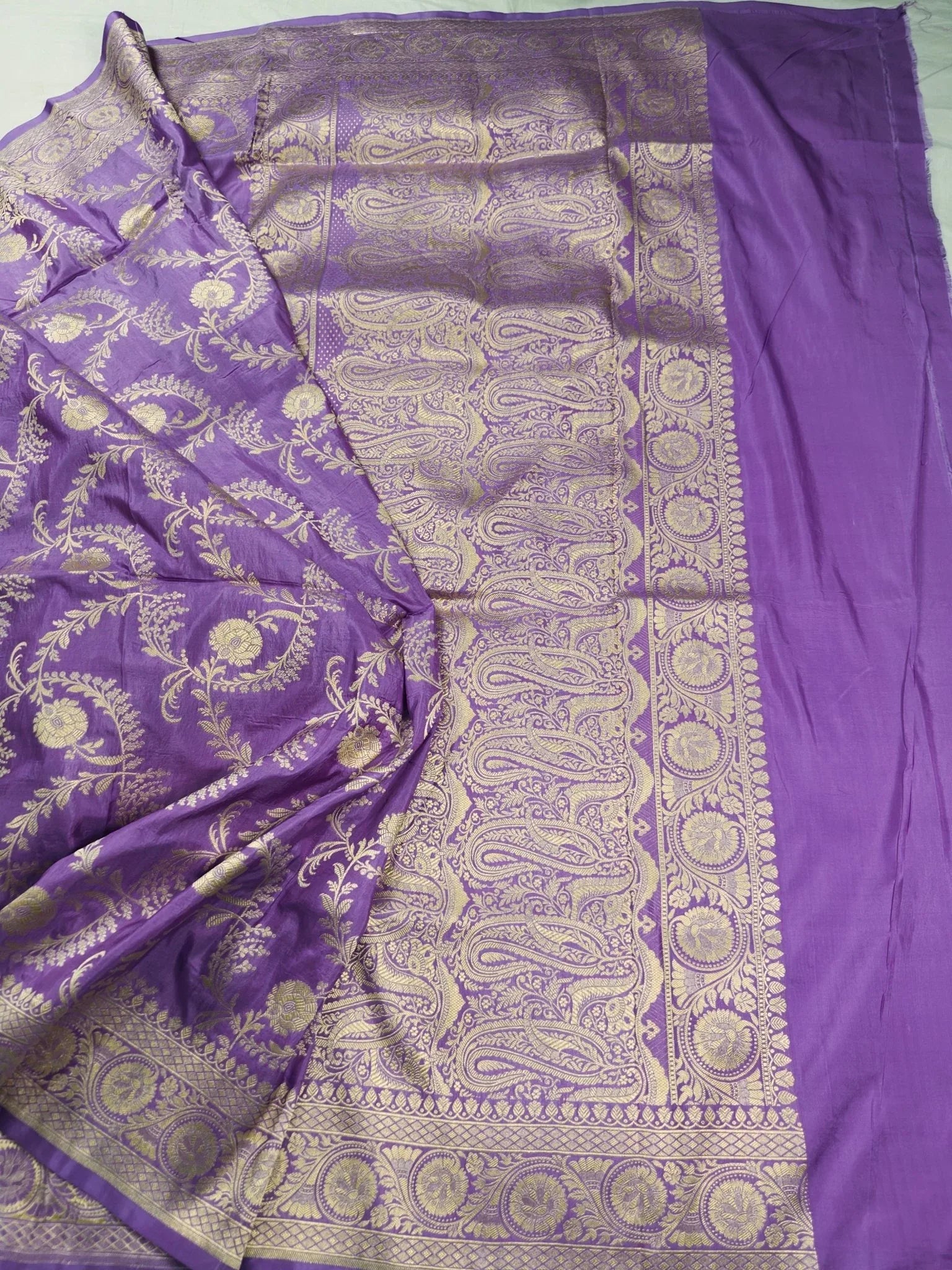 Pure Katan Silk Jaalwork Banarasi Saree Red Uppada Weave Handwoven Festive - Katan Banaras