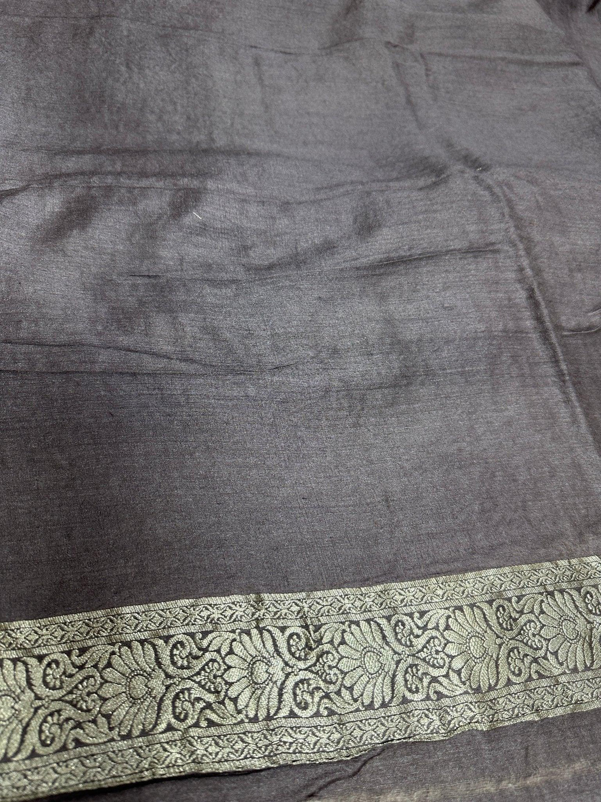 Pure Moonga Silk Banarasi Saree - Handwoven Elegance from Varanasi - Katan Banaras - back view | Pure Moonga Silk Banarasi Saree
