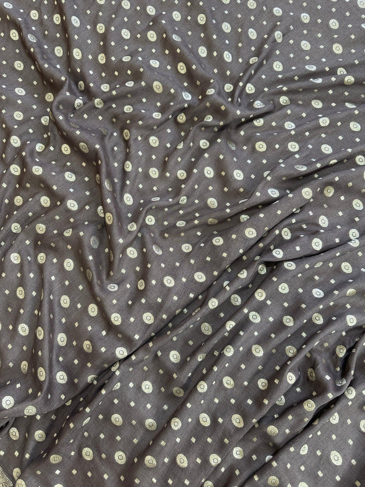 Pure Moonga Silk Banarasi Saree - Handwoven Elegance from Varanasi - Katan Banaras - drape side view | Pure Moonga Silk Banarasi Saree