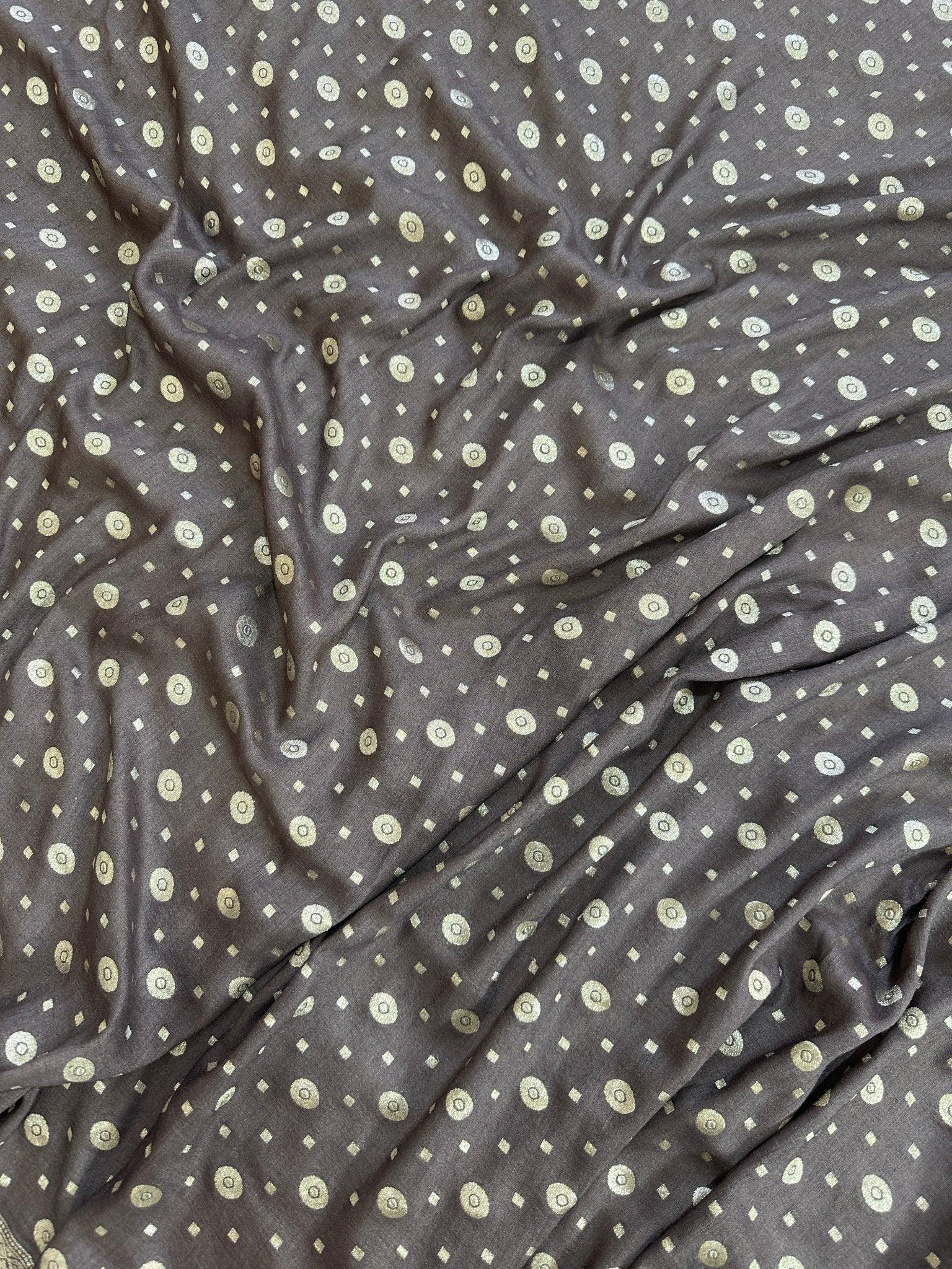 Pure Moonga Silk Banarasi Saree - Handwoven Elegance from Varanasi - Katan Banaras - drape side view | Pure Moonga Silk Banarasi Saree