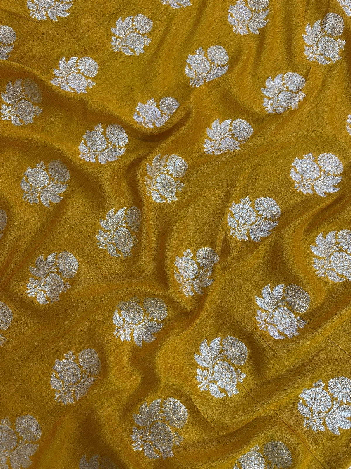 Pure Moonga Silk Banarasi Saree - Handwoven Elegance from Varanasi - Katan Banaras - front view | Pure Moonga Silk Banarasi Saree