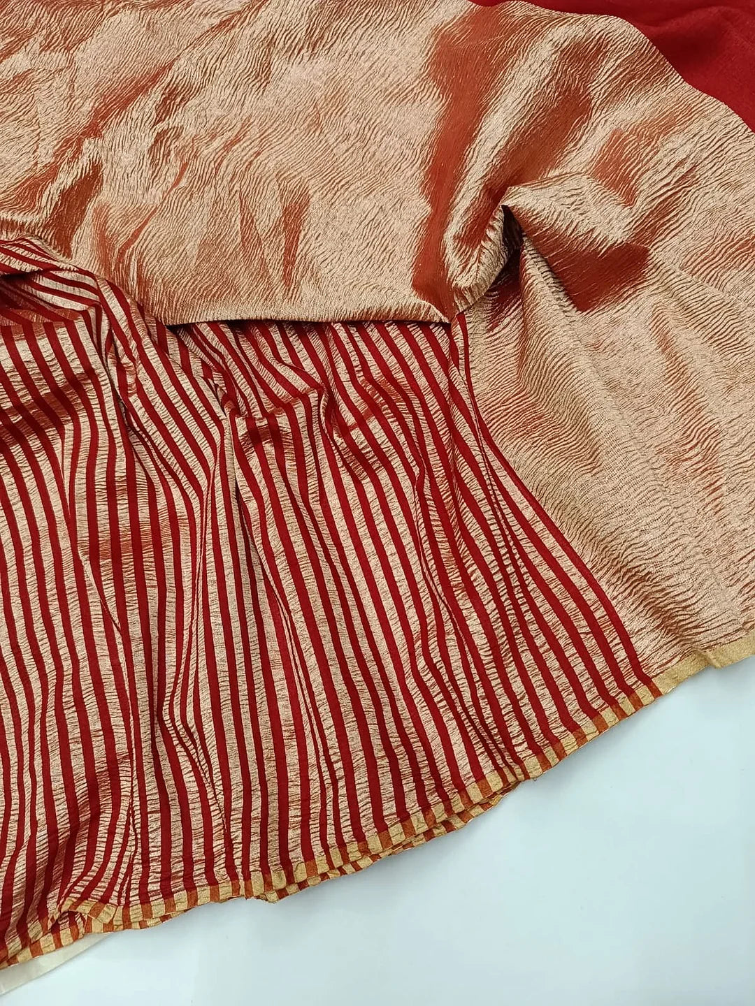 Pure Moonga Silk Banarasi Saree - Shikargah Zari Woven Luxury Saree from Varanasi - front view | Pure Moonga Silk Banarasi Saree