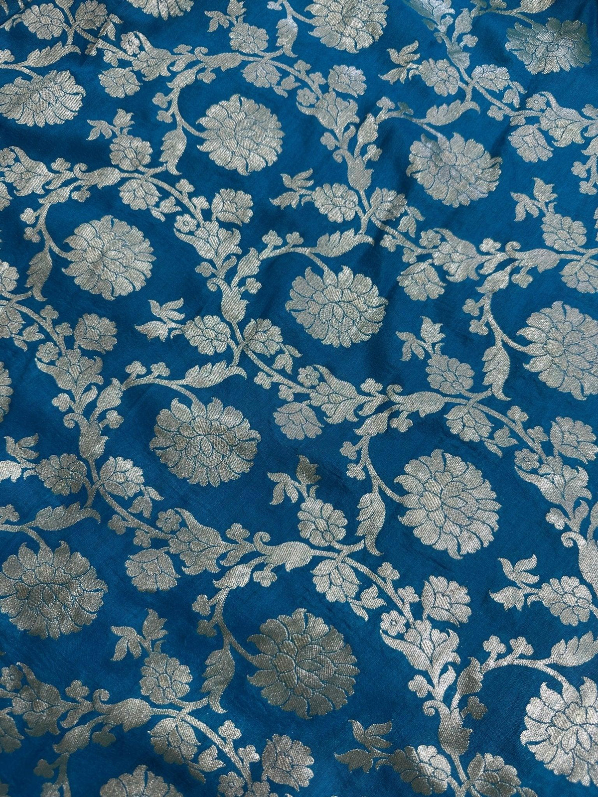 Pure Moonga Silk Banarasi Saree - Sky Blue & Grey Uppada Handwoven Festive Wear - border detail | Pure Moonga Silk Banarasi Saree