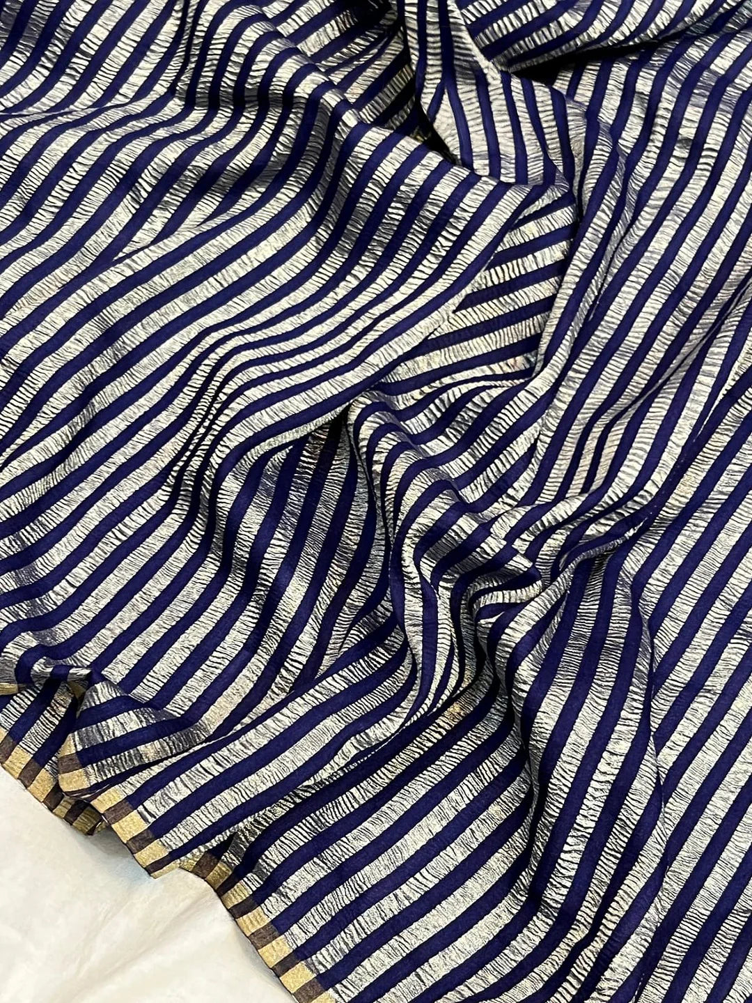 Pure Moonga Silk Banarasi Saree - Traditional Buta Zari Woven Saree from Varanasi - front view | Pure Moonga Silk Banarasi Saree