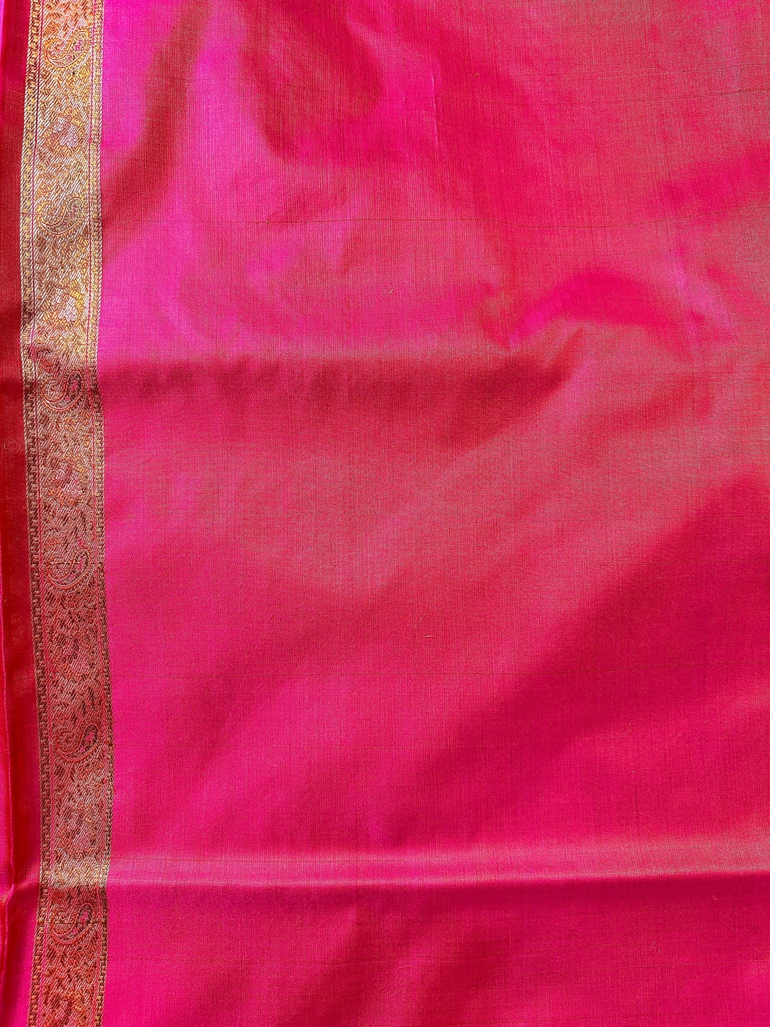 Rani Pink Pure Banarasi Handloom Jamawar Tanchui Kadhwa Interlocked Weaved Saree - Katan Banaras