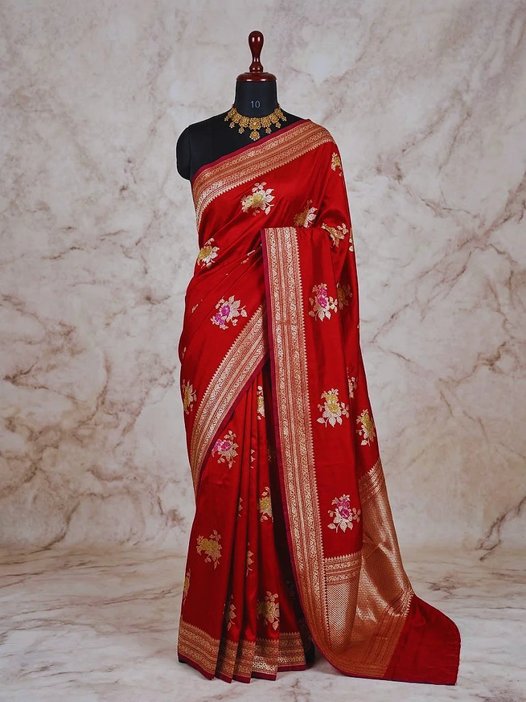 Pure Katan Silk Kadhwa Buta Banarasi Saree | Sona Rupa Zari & Tilfi Minakari | Red