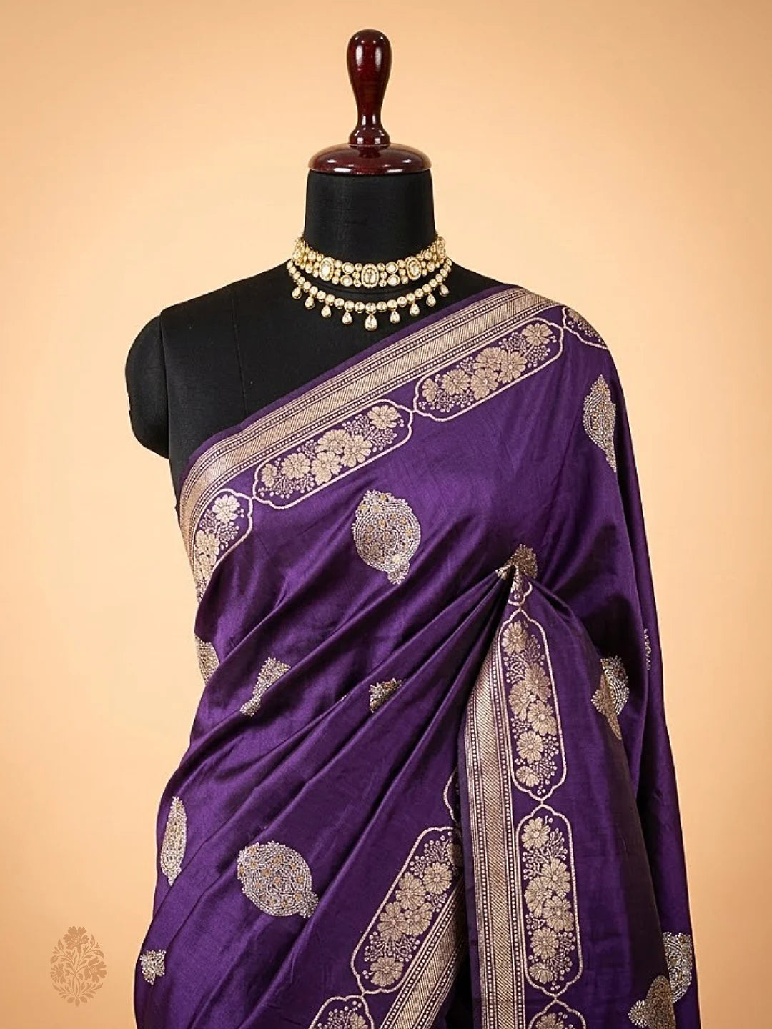 Deep Purple Pure Katan Silk Kadhwa Buta Banarasi Saree | Sona Rupa Zari & Tilfi Minakari