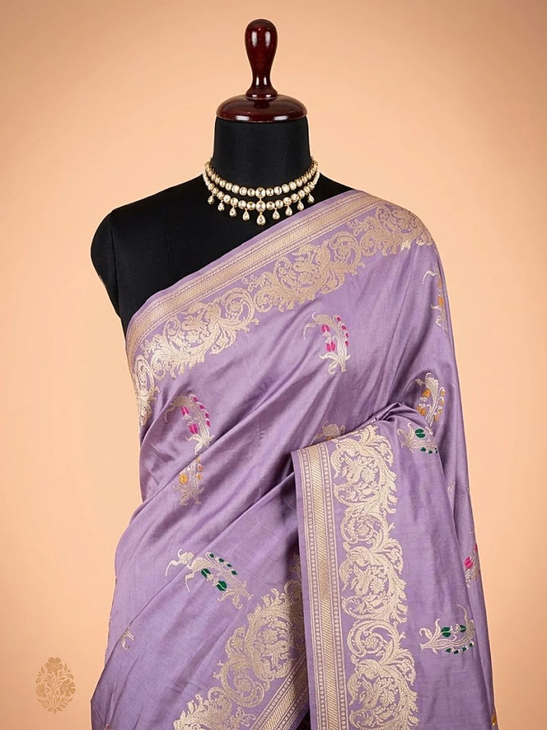 Pure Katan Silk Kadhwa Buta Handloom Banarasi Saree – Lavender | Sona Rupa Zari with Tilfi Minakari