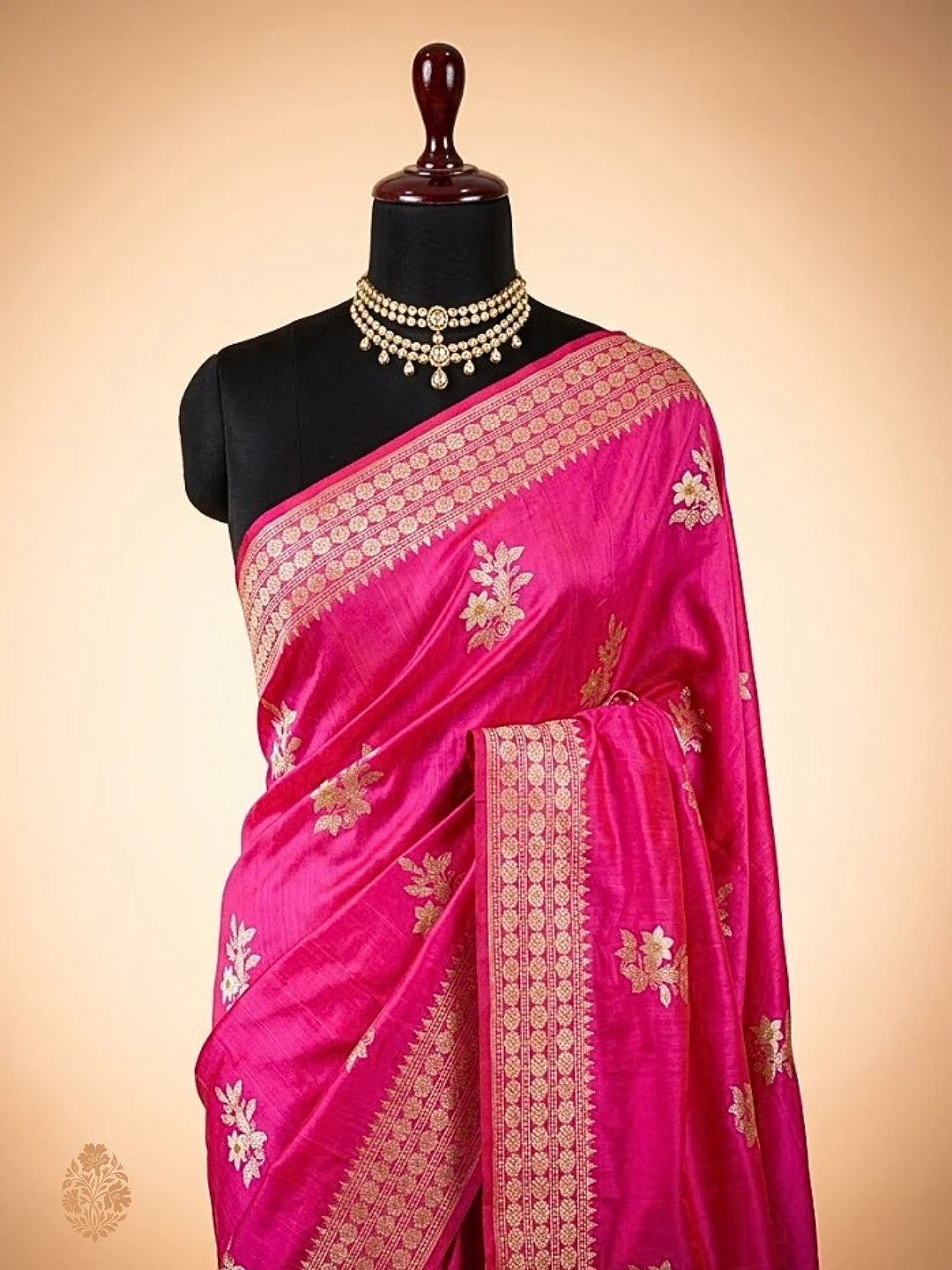 Pure Katan Silk Kadhwa Buta Banarasi Saree – Pink | Sona Rupa Zari & Tilfi Minakari