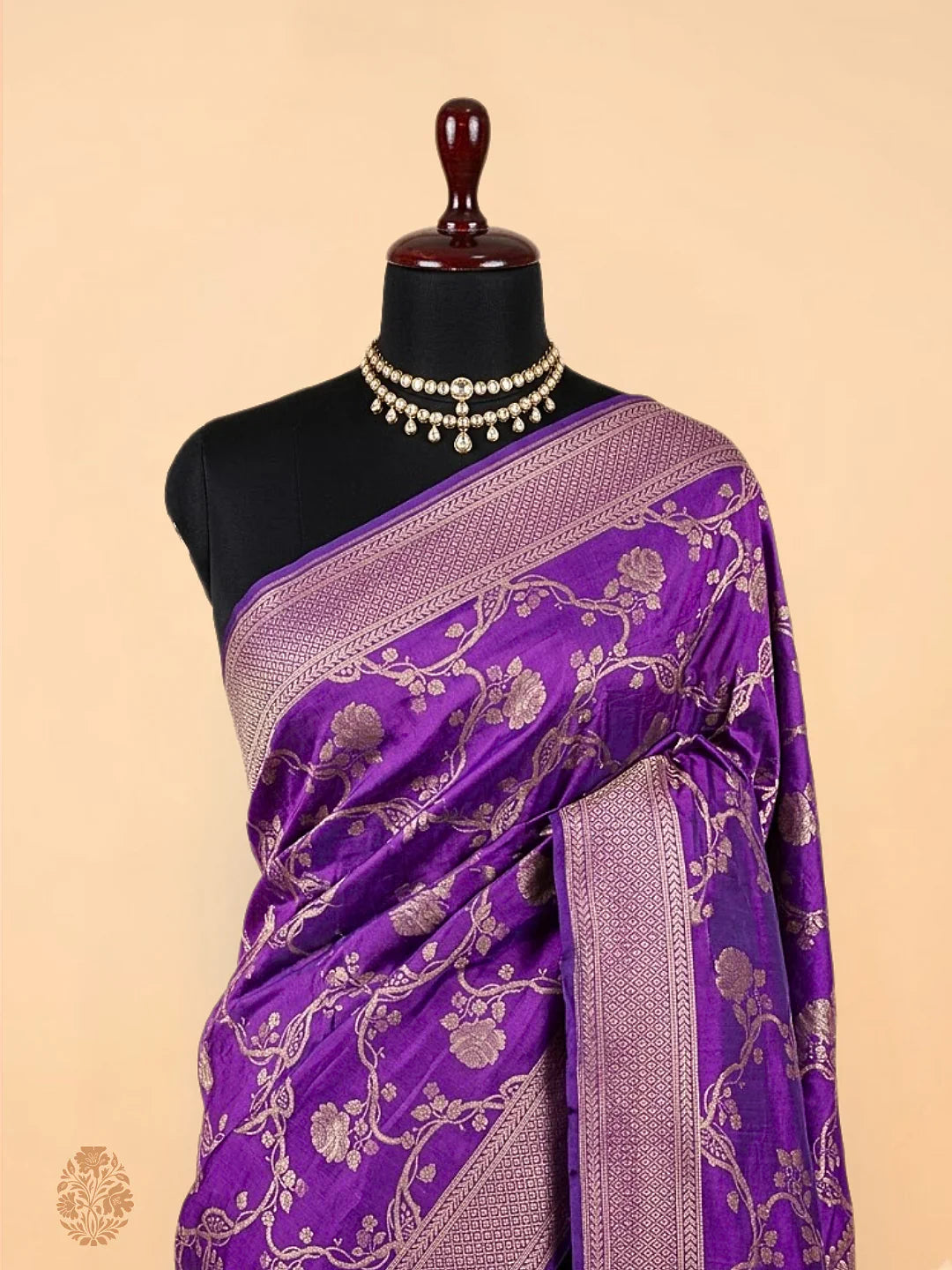 Pure Katan Silk Banarasi Saree with Floral Jaal Zari Weaving