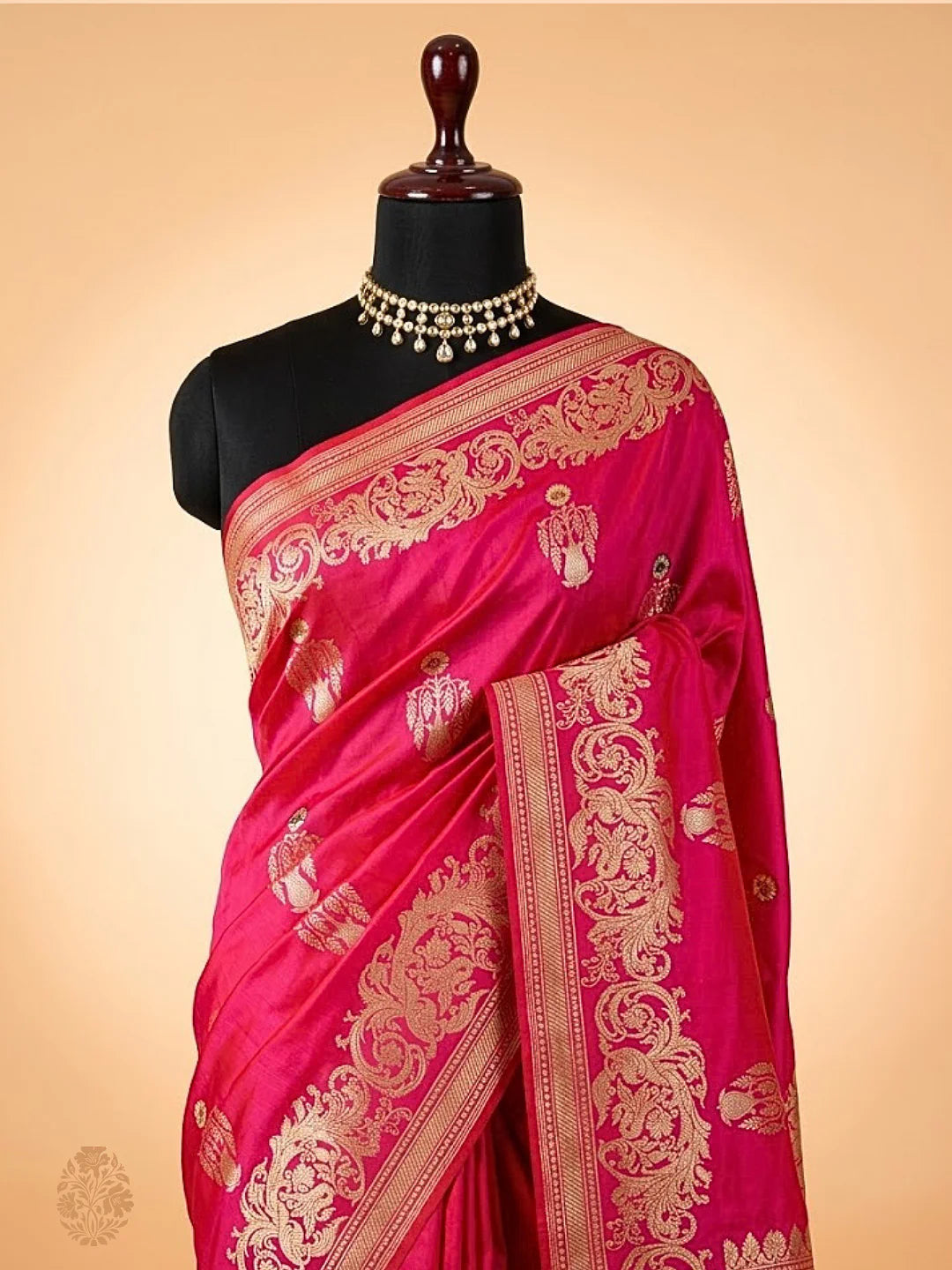 Handloom Banarasi Kadhwa Buta Saree | Pure Katan Silk | Sona Rupa Zari & Tilfi Minakari | Rani Pink