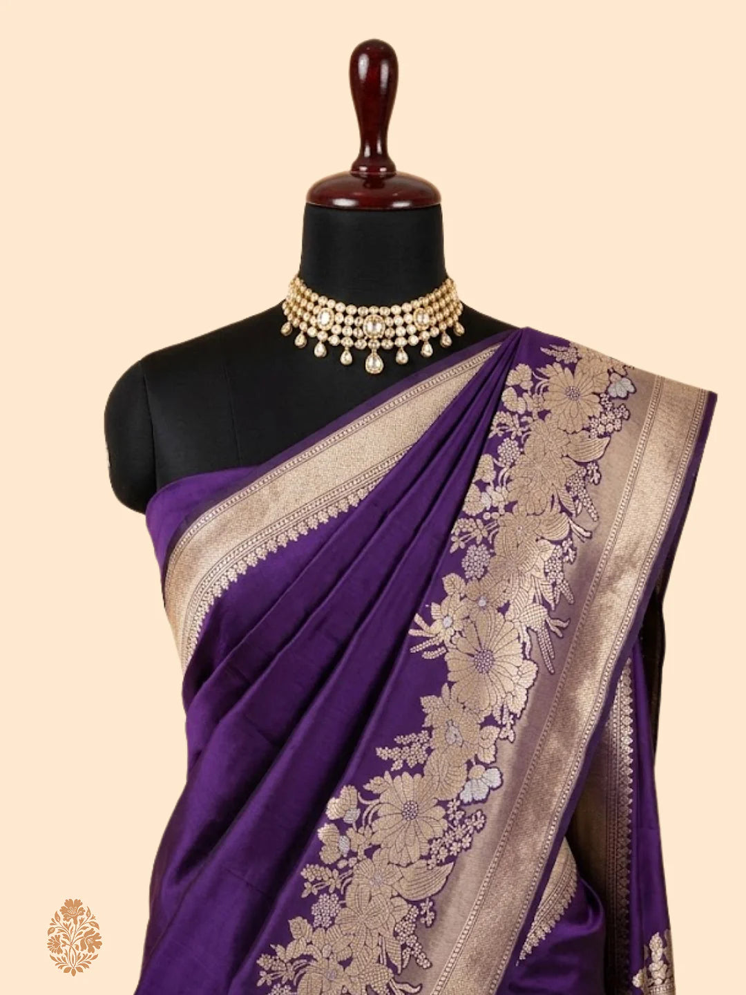 Dark Purple Pure Katan Silk Kadhwa Banarasi Saree – Real Zari Handloom Masterpiece