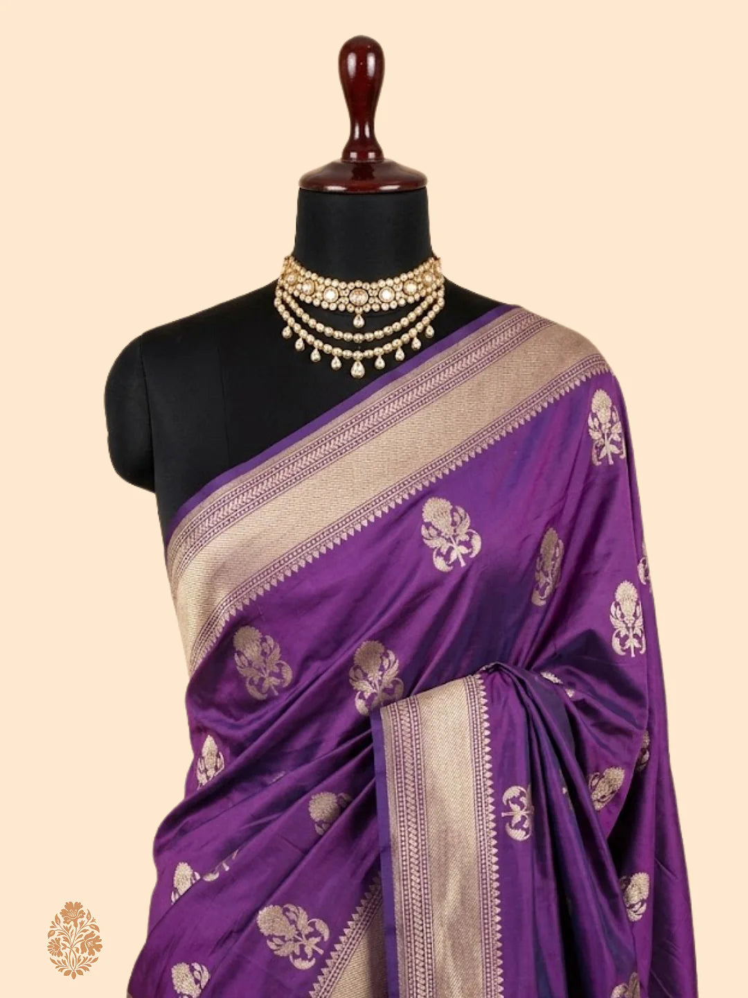 Pure Katan Silk Handloom Banarasi Saree – Big Buta Motifs & Gold Zari Royal Heritage Weave