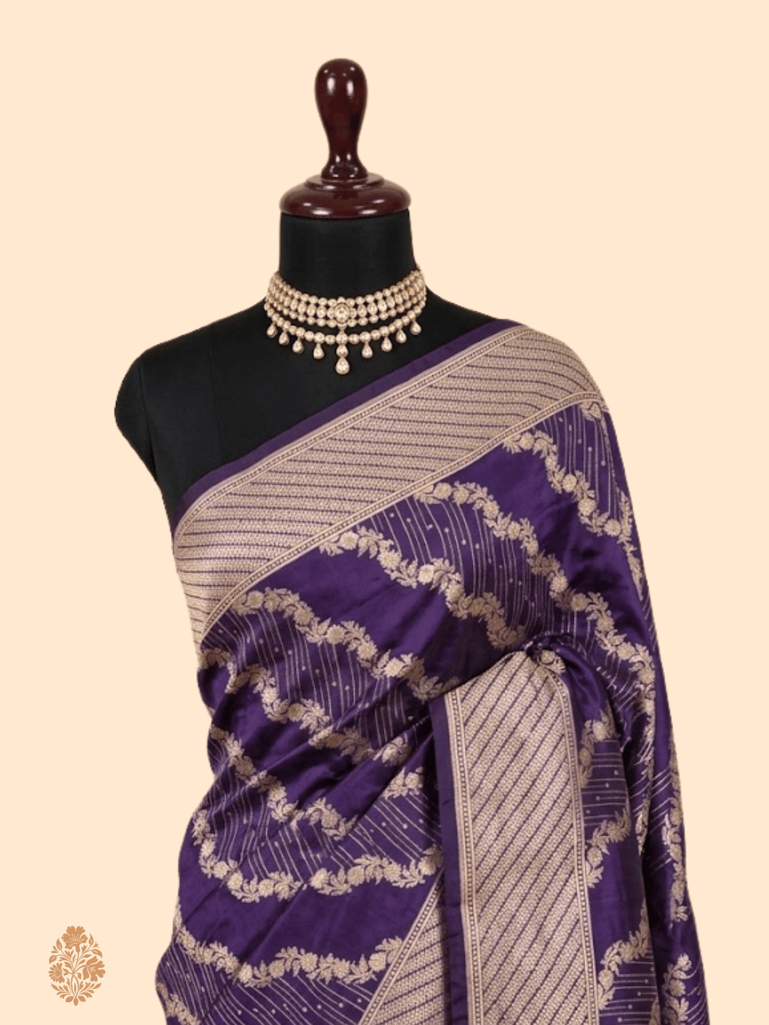 Purple Pure Katan Silk Jaalwork Banarasi Saree – Royal Uppada Handwoven Festive Wear