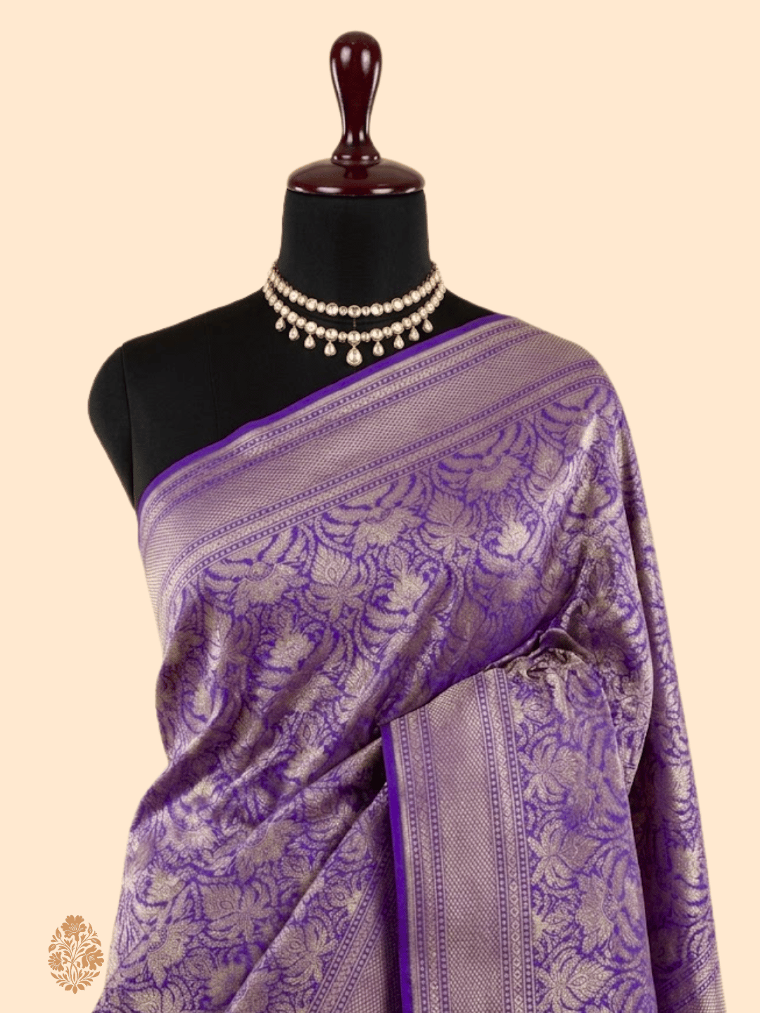 Pure Katan Silk Brocade Banarasi Saree – Lavender Uppada Weave | Handwoven Festive Saree