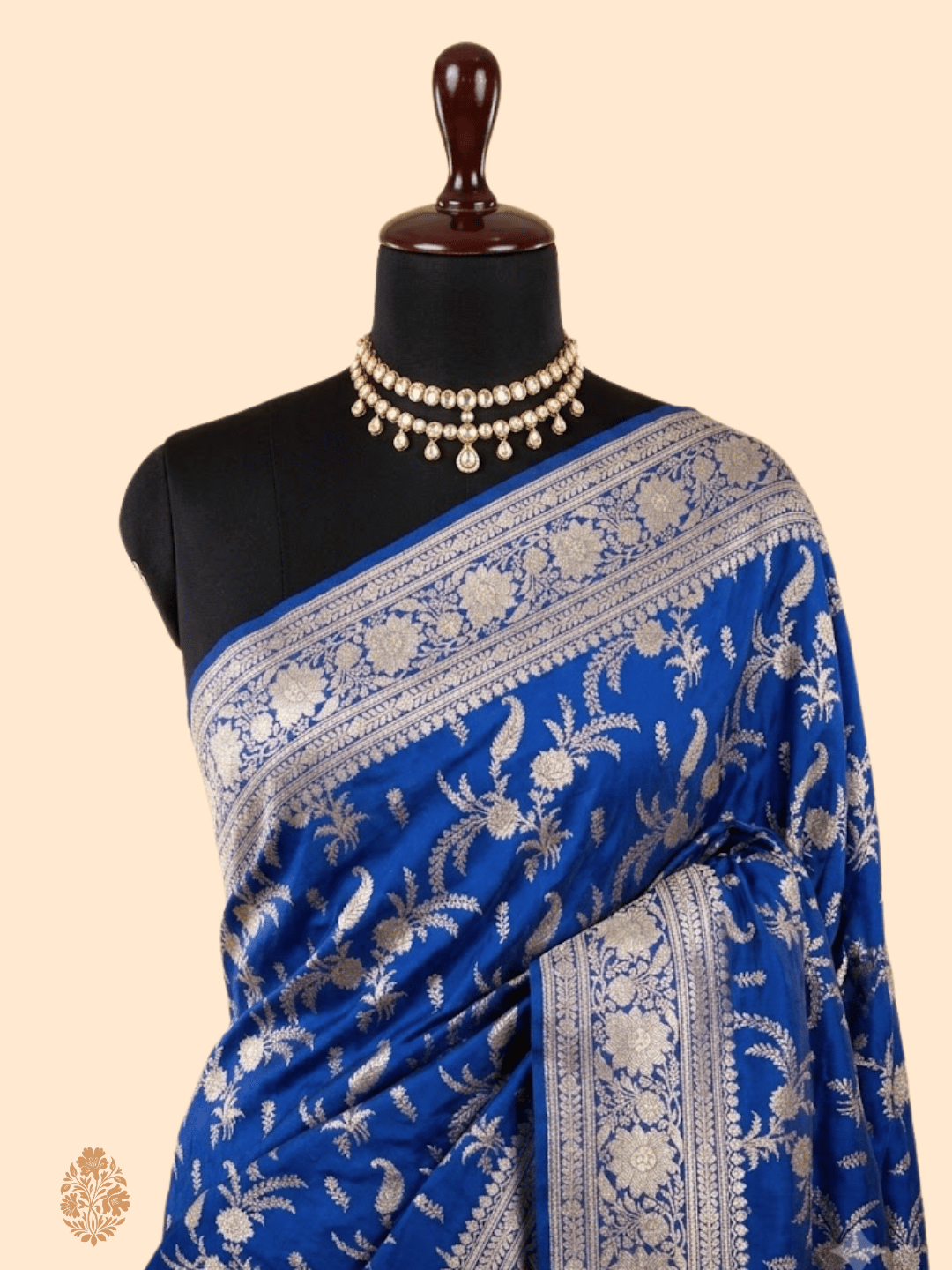 Pure Katan Silk Jaalwork Banarasi Saree – Royal Blue Uppada Weave | Handwoven Luxury Saree