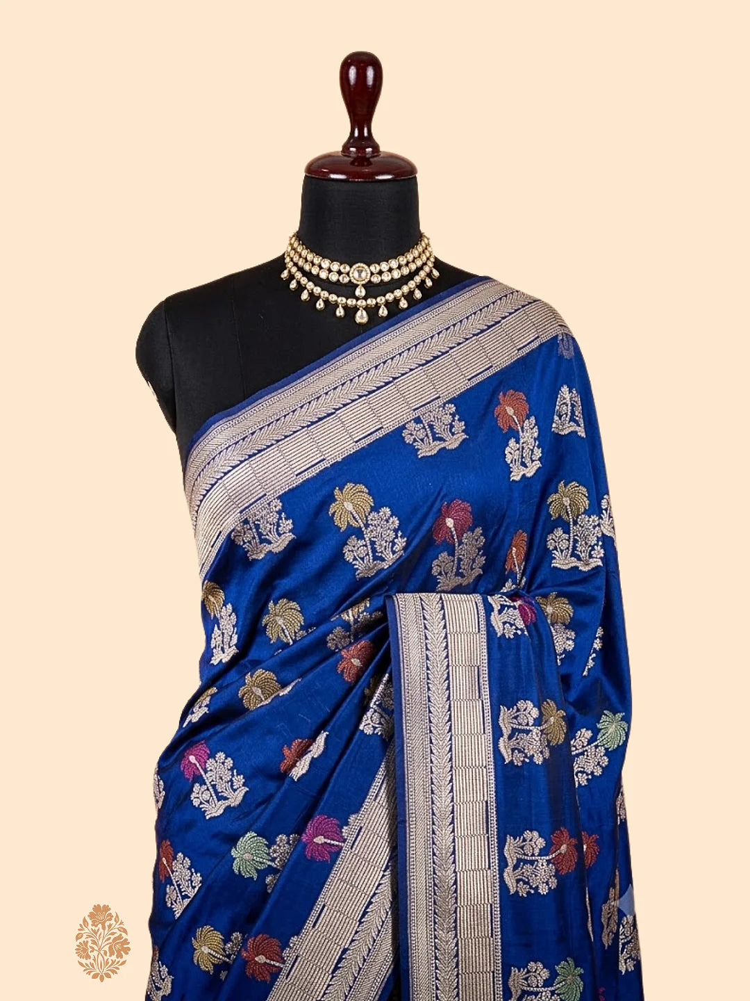 Pure Katan Silk Banarasi Saree | Intricate Minakari Uppada Weave | Royal Blue