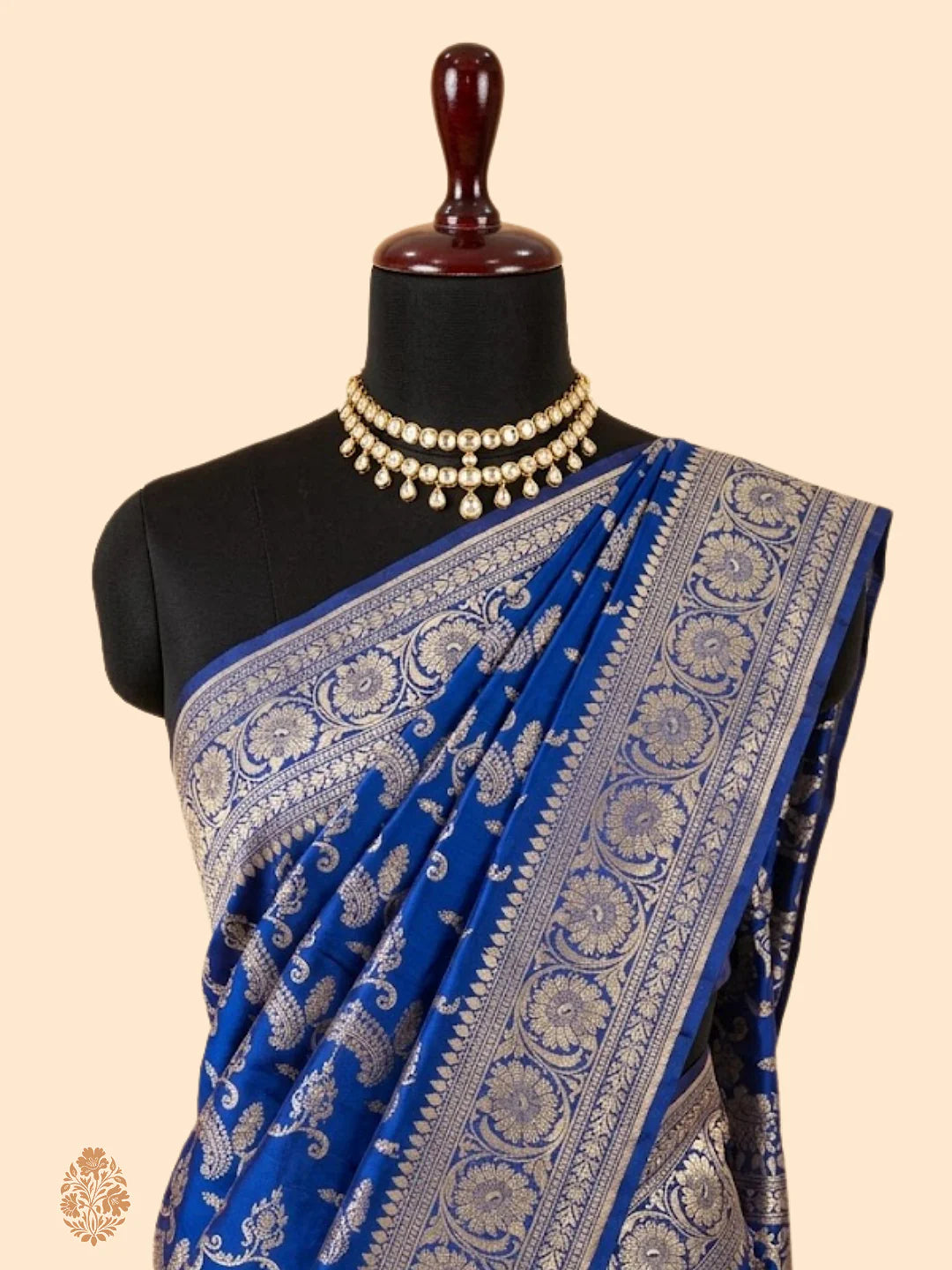 Handwoven Pure Katan Silk Jaalwork Banarasi Saree - Royal Blue