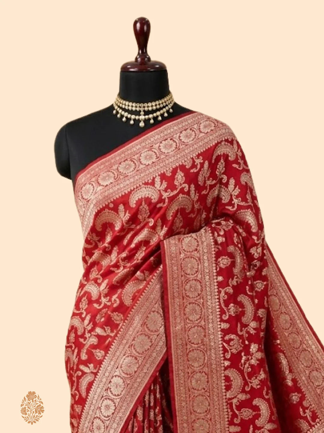 Bridal Red Pure Katan Silk Jaalwork Banarasi Saree with Sona Rupa Zari - Handcrafted Luxury