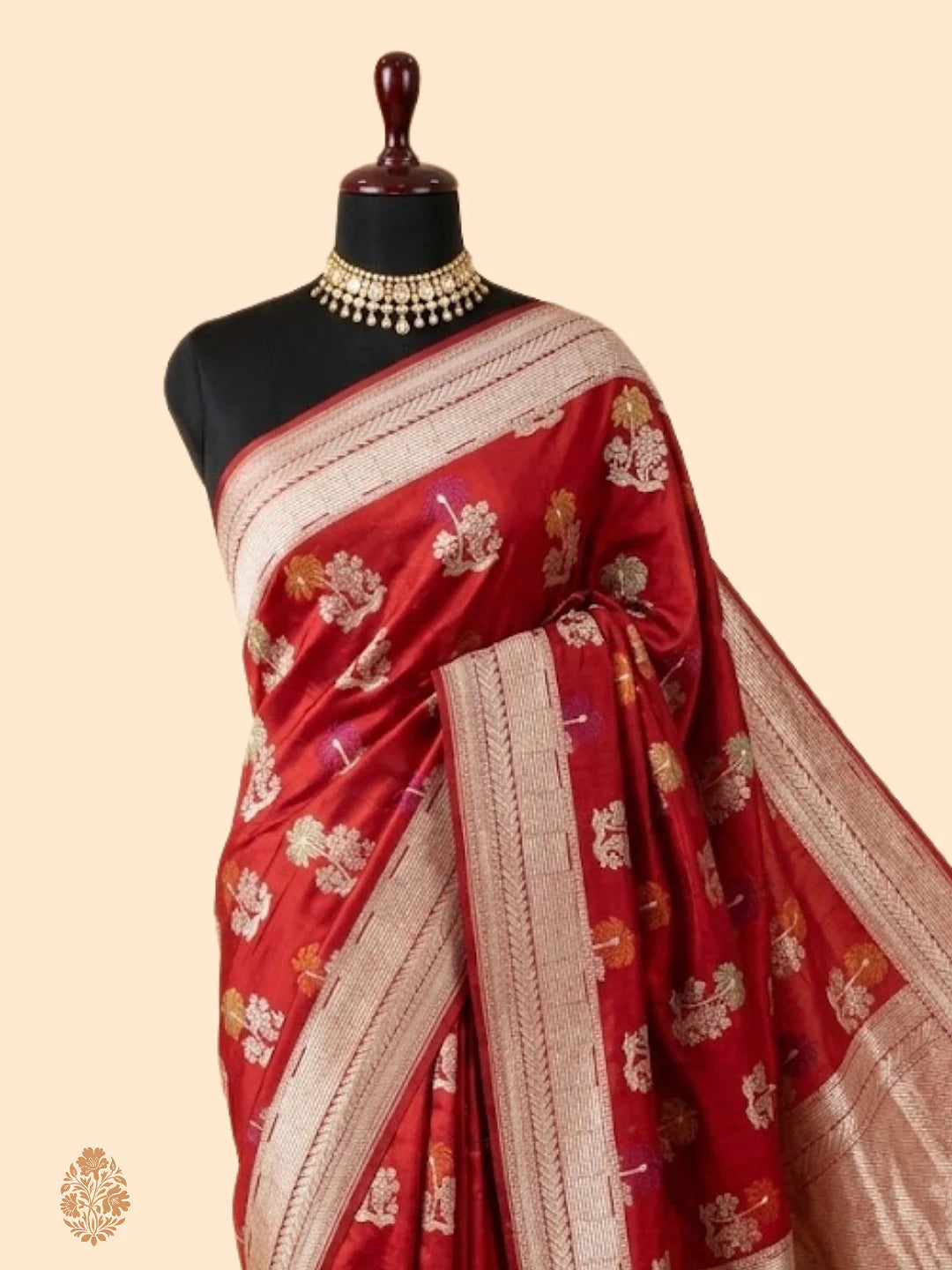 Pure Katan Silk Banarasi Saree | Intricate Minakari Uppada Weave | Bridal Red