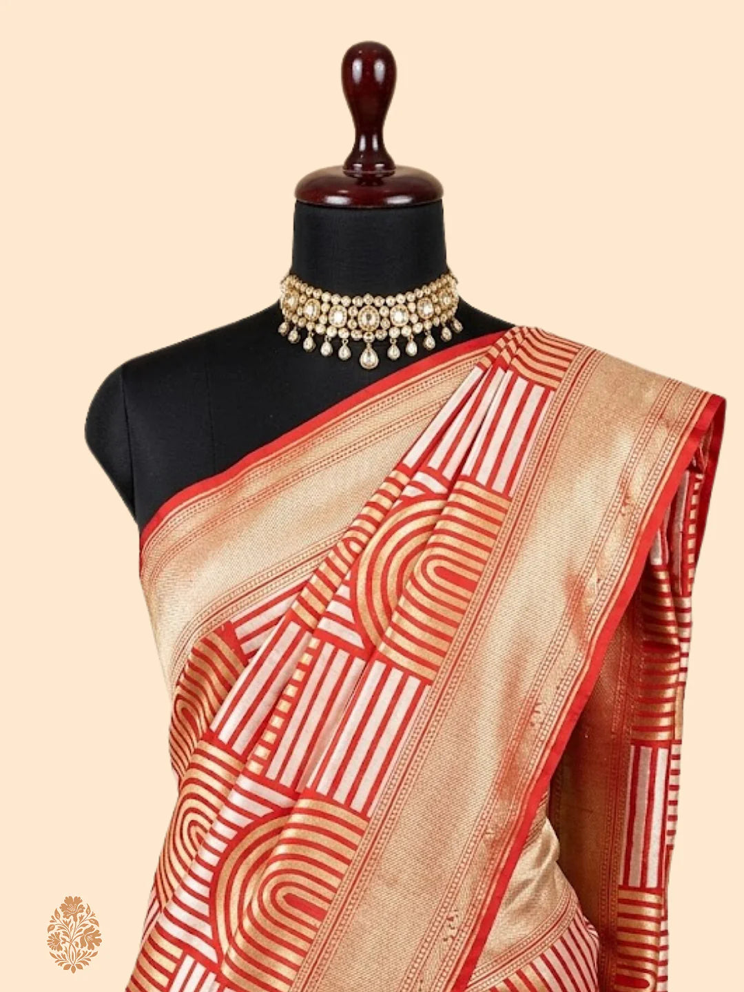 Golden Arches — Pure Katan Silk Banarasi Saree in Burnt Orange