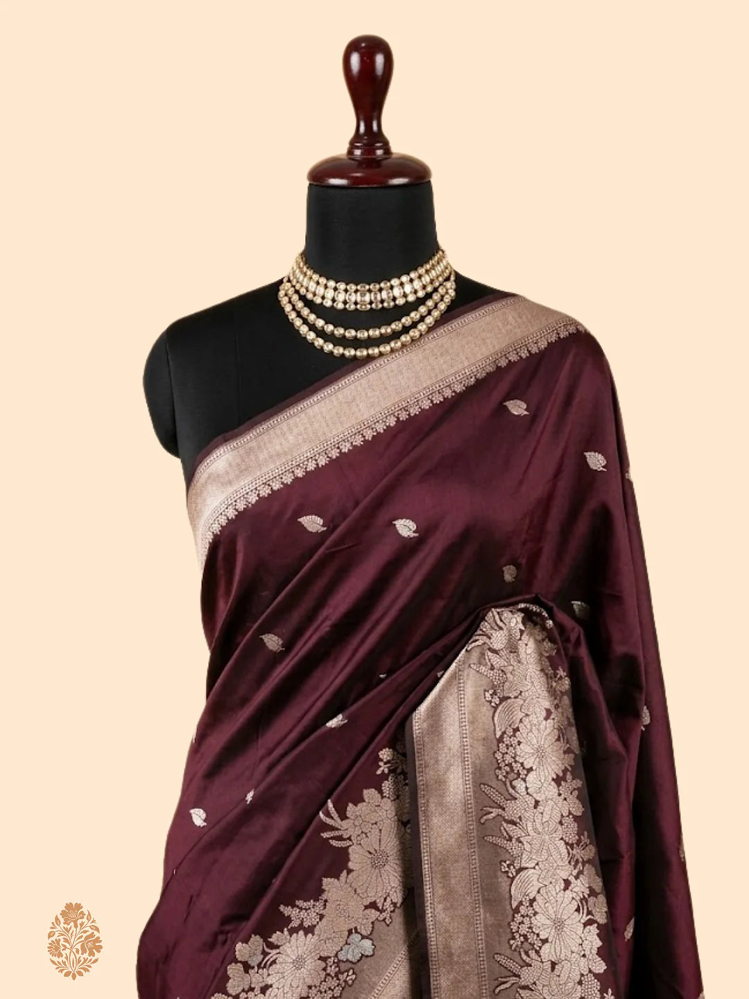 Pure Katan Silk Kadhwa Buta Handloom Banarasi Saree – Deep Wine | Sona Rupa Zari with Tilfi Minakari