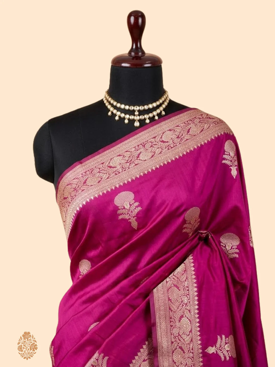 Pure Katan Silk Kadhwa Buta Banarasi Saree – Rani Pink | Sona Rupa Zari