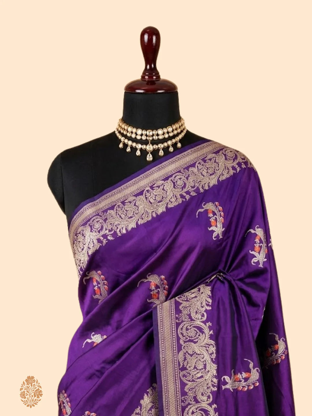 Pure Katan Silk Kadhwa Buta Banarasi Saree – Bright Purple | Sona Rupa Zari & Tilfi Minakari