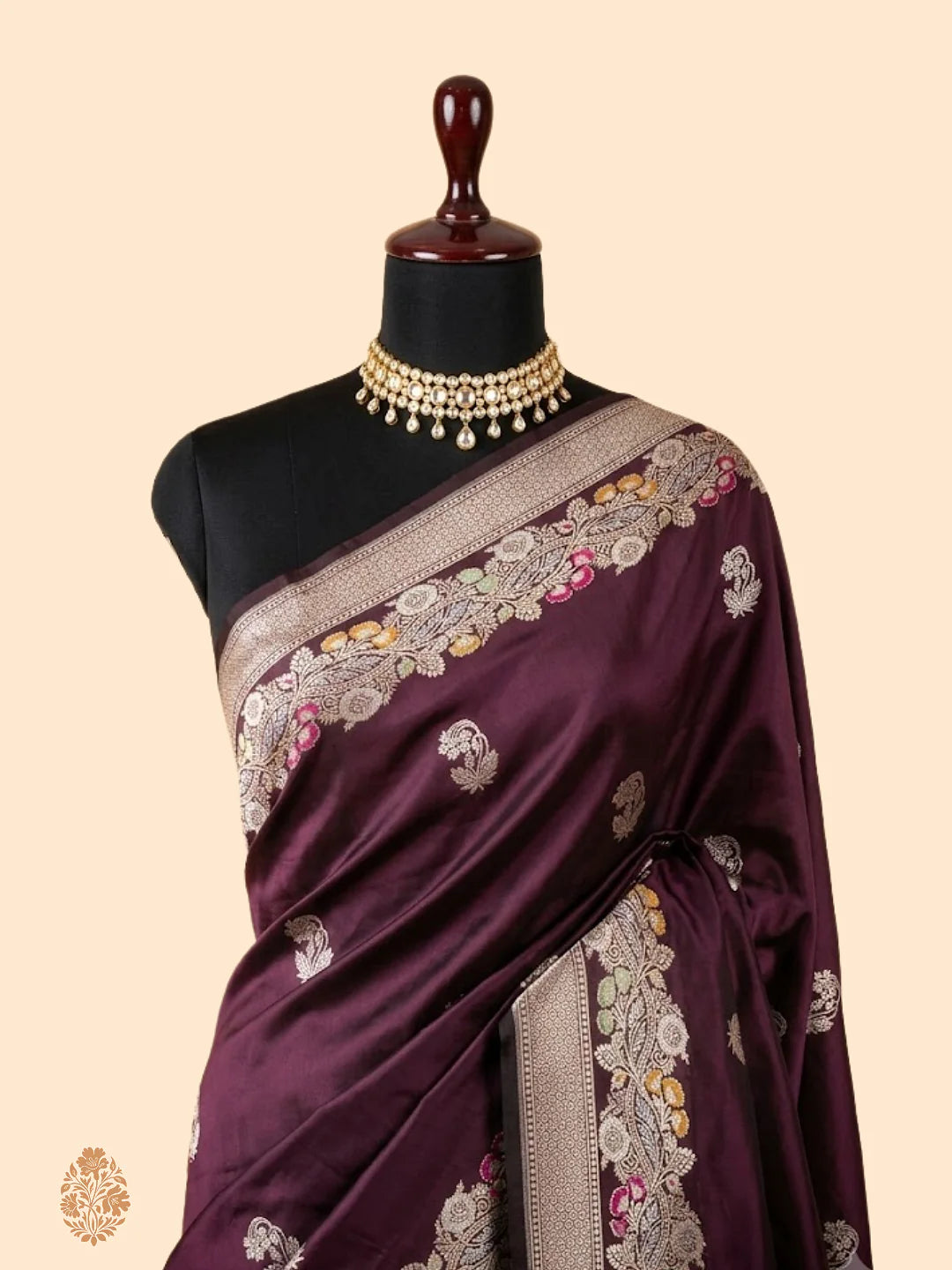 Pure Katan Silk Kadhwa Buta Banarasi Saree | Sona Rupa Zari & Tilfi Minakari | Deep Wine Maroon