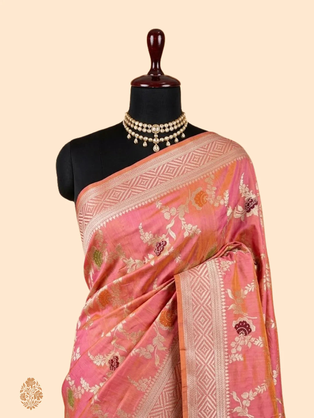 Pure Katan Silk Minakari Banarasi Saree – Soft Pink Gold Zari | Handcrafted Festive Saree
